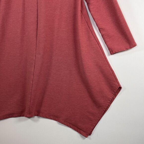 Garnet Hill Tunic Top Womens Small Red Tencel V Neck Stretch Handkerchief Hem - Picture 9 of 15